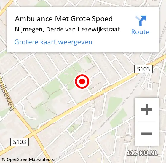 Locatie op kaart van de 112 melding: Ambulance Met Grote Spoed Naar Nijmegen, Derde van Hezewijkstraat op 21 april 2020 05:34