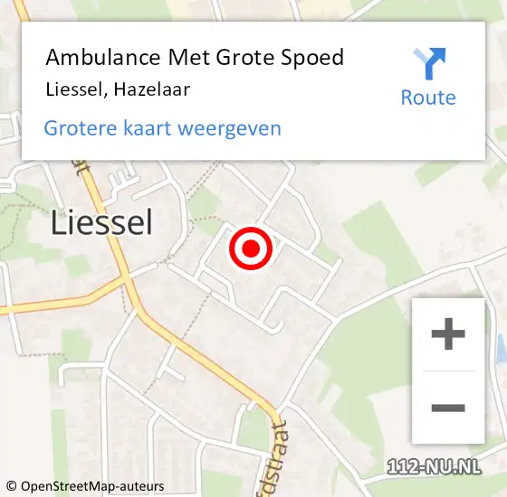 Locatie op kaart van de 112 melding: Ambulance Met Grote Spoed Naar Liessel, Hazelaar op 21 april 2020 06:25