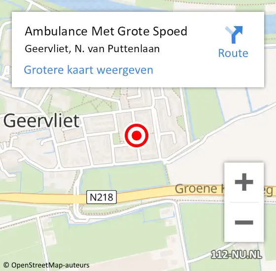 Locatie op kaart van de 112 melding: Ambulance Met Grote Spoed Naar Geervliet, N. van Puttenlaan op 21 april 2020 07:45