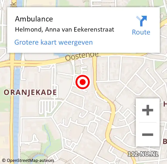 Locatie op kaart van de 112 melding: Ambulance Helmond, Anna van Eekerenstraat op 21 april 2020 09:13