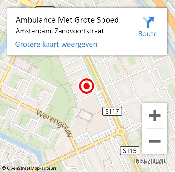 Locatie op kaart van de 112 melding: Ambulance Met Grote Spoed Naar Amsterdam, Zandvoortstraat op 21 april 2020 10:45