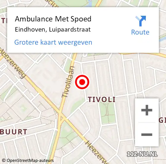 Locatie op kaart van de 112 melding: Ambulance Met Spoed Naar Eindhoven, Luipaardstraat op 21 april 2020 11:54