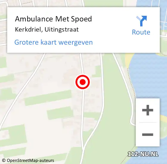 Locatie op kaart van de 112 melding: Ambulance Met Spoed Naar Kerkdriel, Uitingstraat op 21 april 2020 12:13