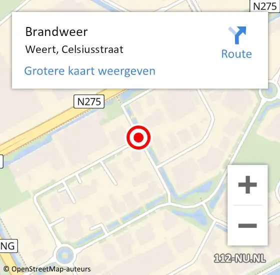 Locatie op kaart van de 112 melding: Brandweer Weert, Celsiusstraat op 21 april 2020 12:16