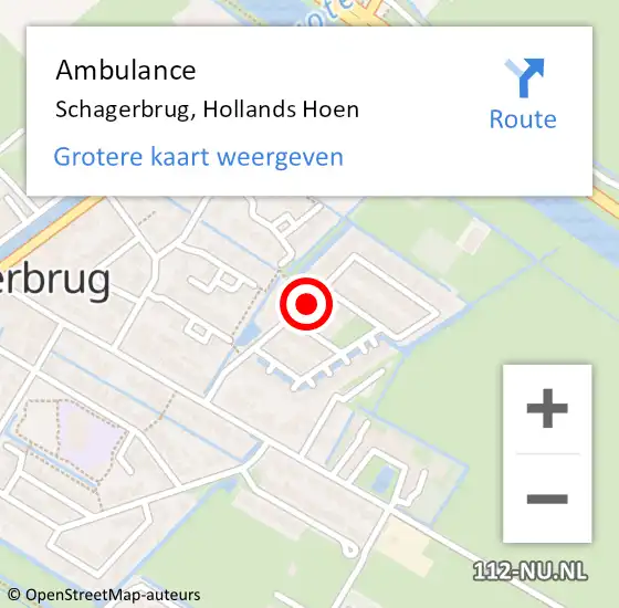 Locatie op kaart van de 112 melding: Ambulance Schagerbrug, Hollands Hoen op 21 april 2020 12:21