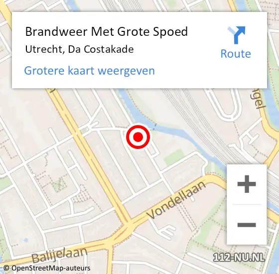 Locatie op kaart van de 112 melding: Brandweer Met Grote Spoed Naar Utrecht, Da Costakade op 21 april 2020 12:42