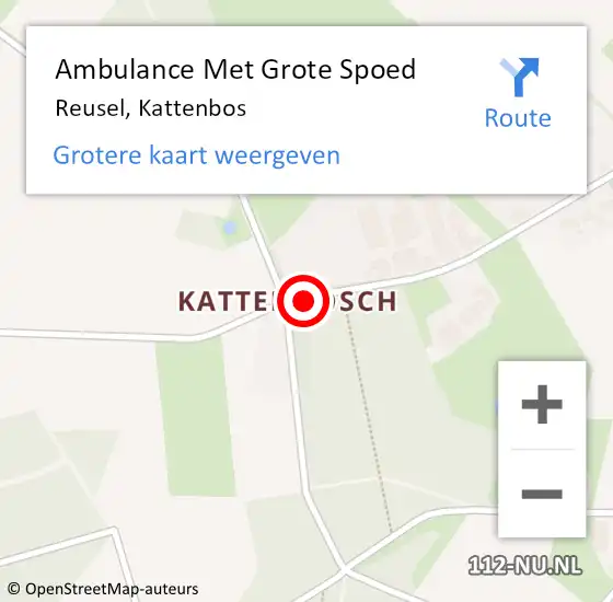 Locatie op kaart van de 112 melding: Ambulance Met Grote Spoed Naar Reusel, Kattenbos op 21 april 2020 12:45