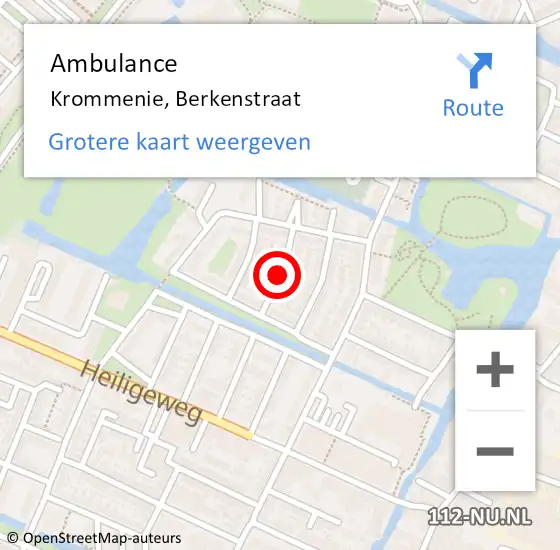 Locatie op kaart van de 112 melding: Ambulance Krommenie, Berkenstraat op 21 april 2020 12:55