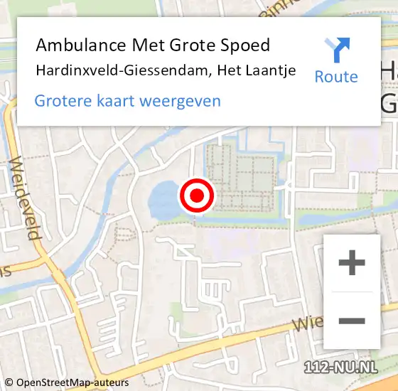 Locatie op kaart van de 112 melding: Ambulance Met Grote Spoed Naar Hardinxveld-Giessendam, Het Laantje op 4 mei 2014 16:44