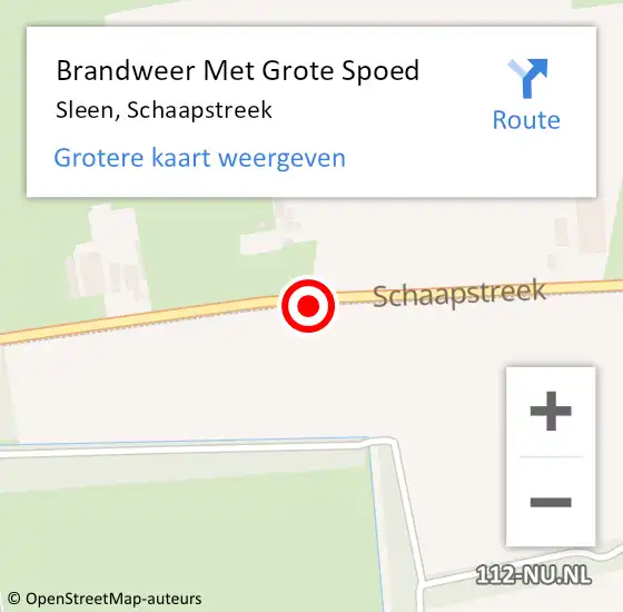 Locatie op kaart van de 112 melding: Brandweer Met Grote Spoed Naar Sleen, Schaapstreek op 21 april 2020 13:07