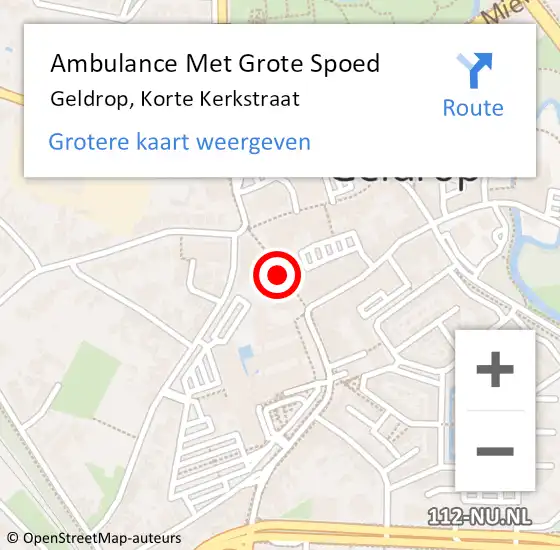 Locatie op kaart van de 112 melding: Ambulance Met Grote Spoed Naar Geldrop, Korte Kerkstraat op 21 april 2020 13:13