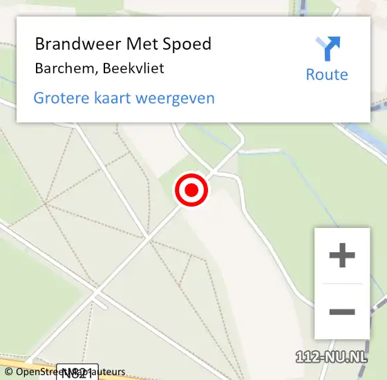 Locatie op kaart van de 112 melding: Brandweer Met Spoed Naar Barchem, Beekvliet op 21 april 2020 14:28