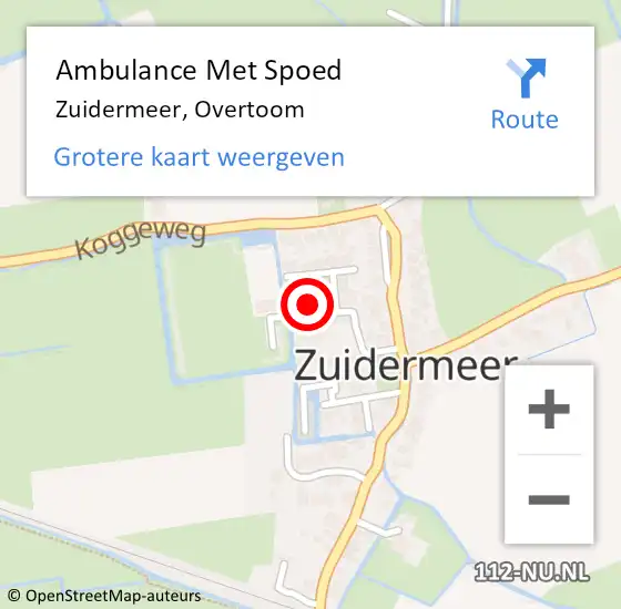 Locatie op kaart van de 112 melding: Ambulance Met Spoed Naar Zuidermeer, Overtoom op 21 april 2020 15:04
