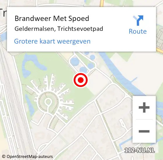 Locatie op kaart van de 112 melding: Brandweer Met Spoed Naar Geldermalsen, Trichtsevoetpad op 21 april 2020 15:30