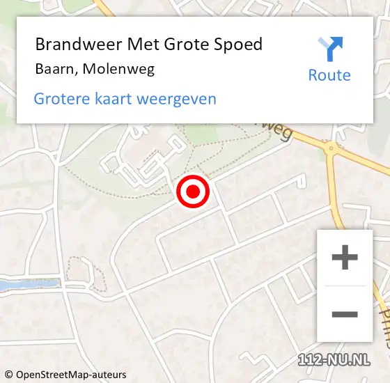 Locatie op kaart van de 112 melding: Brandweer Met Grote Spoed Naar Baarn, Molenweg op 21 april 2020 15:34