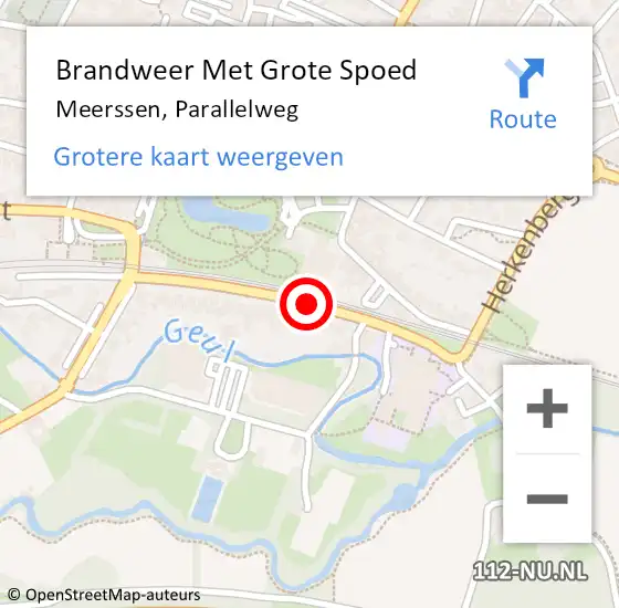 Locatie op kaart van de 112 melding: Brandweer Met Grote Spoed Naar Meerssen, Parallelweg op 21 april 2020 15:50