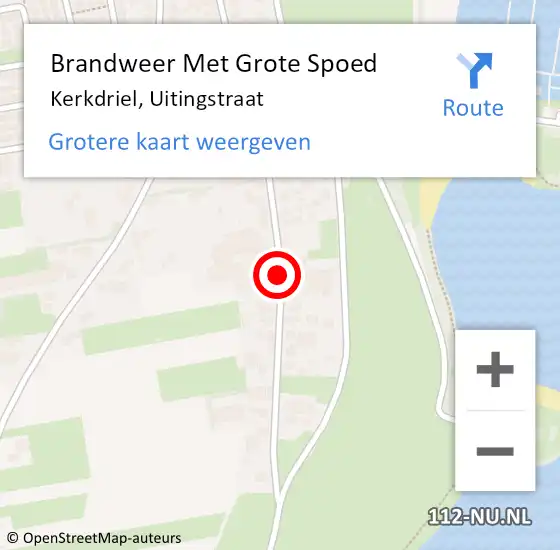 Locatie op kaart van de 112 melding: Brandweer Met Grote Spoed Naar Kerkdriel, Uitingstraat op 21 april 2020 16:12