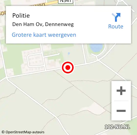 Locatie op kaart van de 112 melding: Politie Den Ham Ov, Dennenweg op 21 april 2020 17:23
