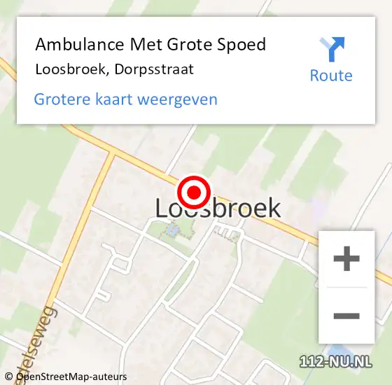 Locatie op kaart van de 112 melding: Ambulance Met Grote Spoed Naar Loosbroek, Dorpsstraat op 21 april 2020 18:03