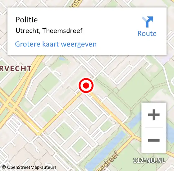 Locatie op kaart van de 112 melding: Politie Utrecht, Theemsdreef op 21 april 2020 18:15