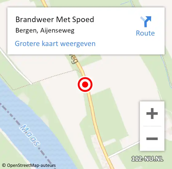 Locatie op kaart van de 112 melding: Brandweer Met Spoed Naar Bergen, Aijenseweg op 21 april 2020 18:31