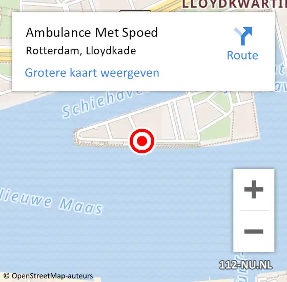 Locatie op kaart van de 112 melding: Ambulance Met Spoed Naar Rotterdam, Lloydkade op 21 april 2020 18:45