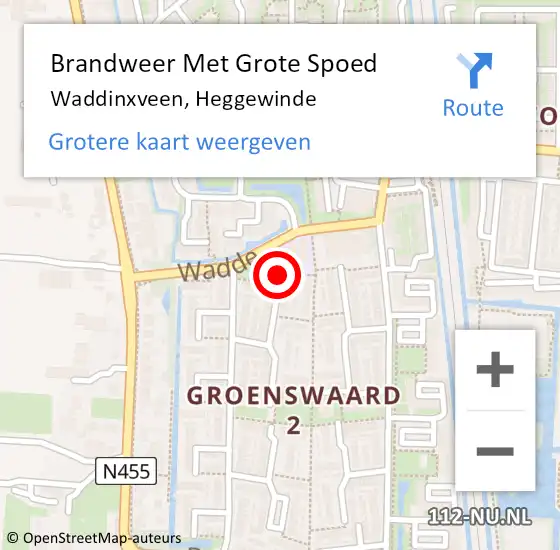 Locatie op kaart van de 112 melding: Brandweer Met Grote Spoed Naar Waddinxveen, Heggewinde op 30 september 2013 21:17