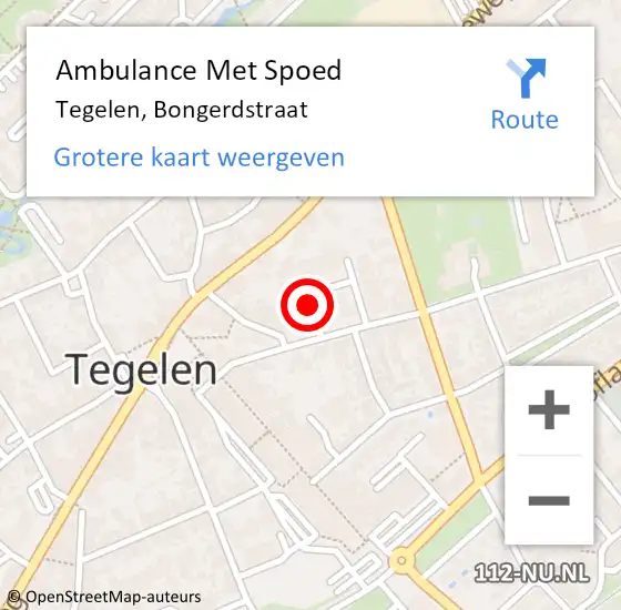 Locatie op kaart van de 112 melding: Ambulance Met Spoed Naar Tegelen, Bongerdstraat op 21 april 2020 19:53