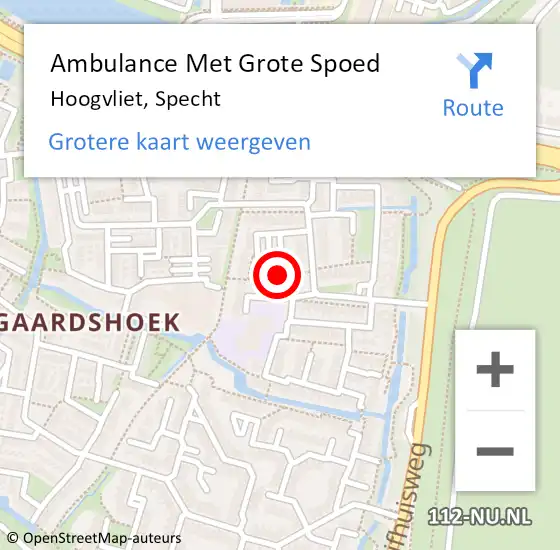 Locatie op kaart van de 112 melding: Ambulance Met Grote Spoed Naar Hoogvliet, Specht op 21 april 2020 19:55