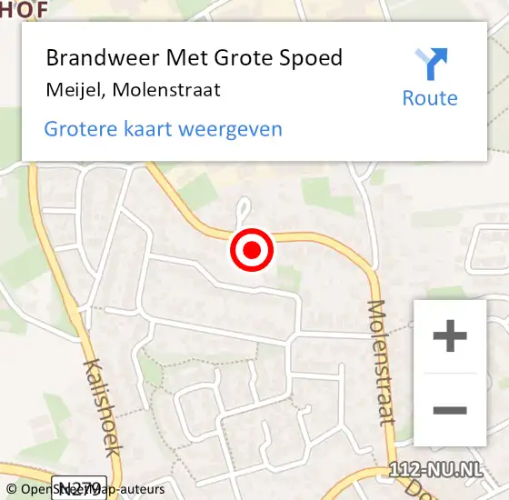 Locatie op kaart van de 112 melding: Brandweer Met Grote Spoed Naar Meijel, Molenstraat op 21 april 2020 20:54