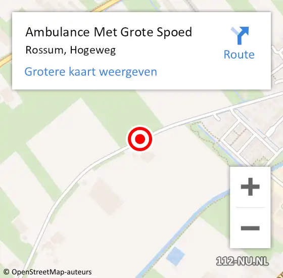 Locatie op kaart van de 112 melding: Ambulance Met Grote Spoed Naar Rossum, Hogeweg op 21 april 2020 21:09