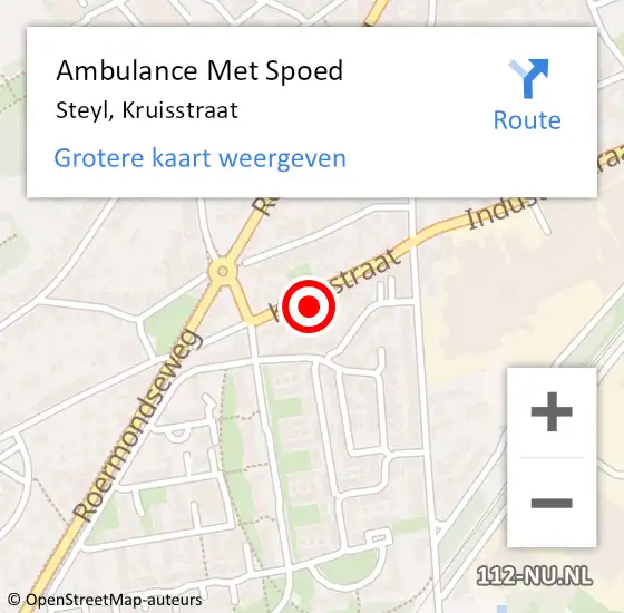 Locatie op kaart van de 112 melding: Ambulance Met Spoed Naar Steyl, Kruisstraat op 21 april 2020 21:41