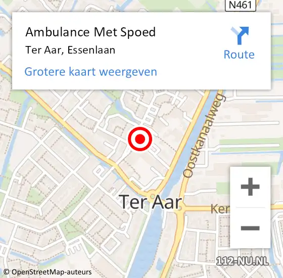 Locatie op kaart van de 112 melding: Ambulance Met Spoed Naar Ter Aar, Essenlaan op 4 mei 2014 17:57