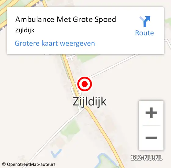 Locatie op kaart van de 112 melding: Ambulance Met Grote Spoed Naar Zijldijk op 21 april 2020 23:50