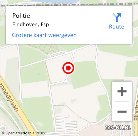 Locatie op kaart van de 112 melding: Politie Eindhoven, Esp op 22 april 2020 00:05