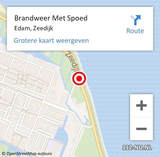 Locatie op kaart van de 112 melding: Brandweer Met Spoed Naar Edam, Zeedijk op 22 april 2020 00:57