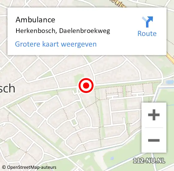 Locatie op kaart van de 112 melding: Ambulance Herkenbosch, Daelenbroekweg op 22 april 2020 04:19