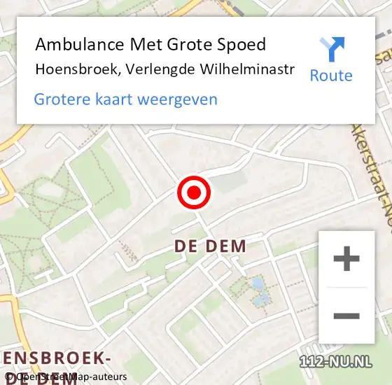 Locatie op kaart van de 112 melding: Ambulance Met Grote Spoed Naar Hoensbroek, Verlengde Wilhelminastr op 4 mei 2014 18:11