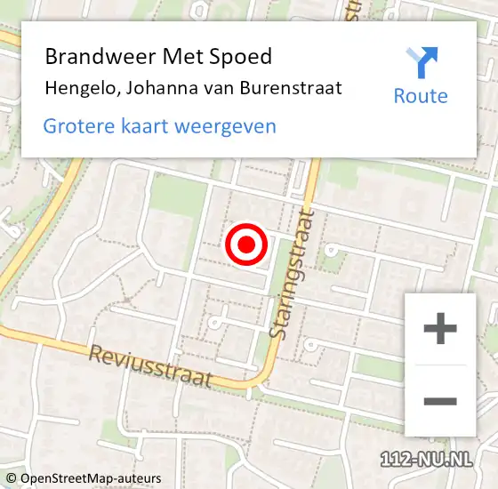 Locatie op kaart van de 112 melding: Brandweer Met Spoed Naar Hengelo, Johanna van Burenstraat op 4 mei 2014 18:19