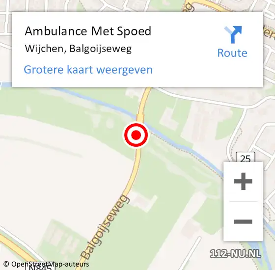 Locatie op kaart van de 112 melding: Ambulance Met Spoed Naar Wijchen, Balgoijseweg op 22 april 2020 09:37