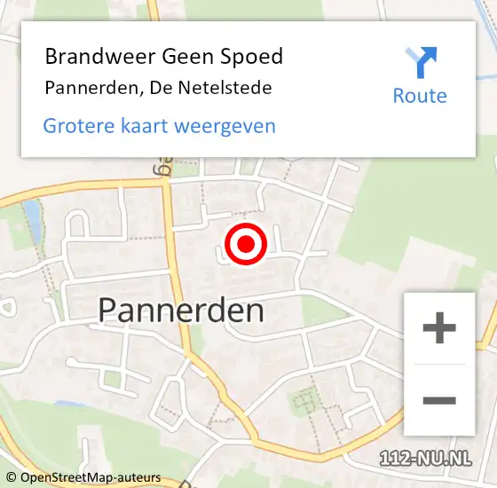 Locatie op kaart van de 112 melding: Brandweer Geen Spoed Naar Pannerden, De Netelstede op 22 april 2020 10:04