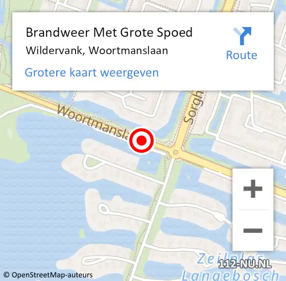 Locatie op kaart van de 112 melding: Brandweer Met Grote Spoed Naar Wildervank, Woortmanslaan op 22 april 2020 11:37