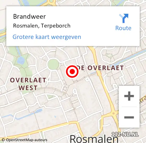 Locatie op kaart van de 112 melding: Brandweer Rosmalen, Terpeborch op 4 mei 2014 18:58