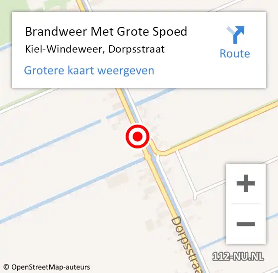 Locatie op kaart van de 112 melding: Brandweer Met Grote Spoed Naar Kiel-Windeweer, Dorpsstraat op 22 april 2020 11:41