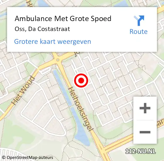 Locatie op kaart van de 112 melding: Ambulance Met Grote Spoed Naar Oss, Da Costastraat op 22 april 2020 12:07