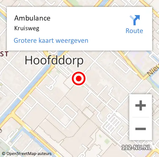 Locatie op kaart van de 112 melding: Ambulance Kruisweg op 22 april 2020 12:34