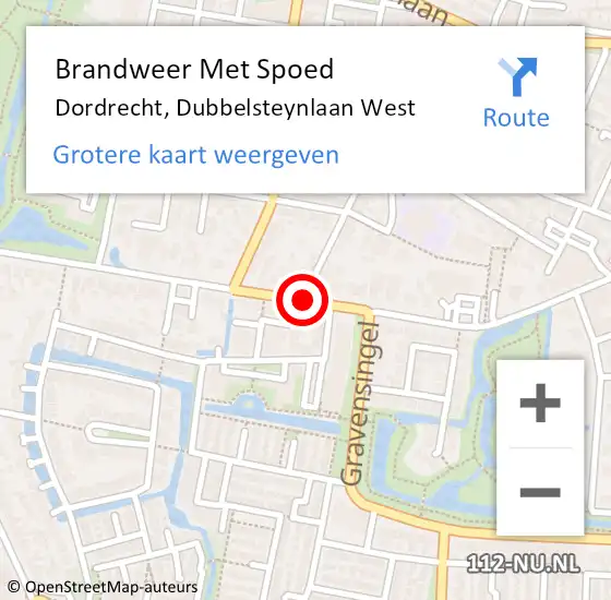 Locatie op kaart van de 112 melding: Brandweer Met Spoed Naar Dordrecht, Dubbelsteynlaan West op 22 april 2020 12:44