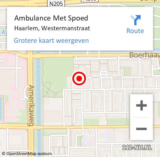 Locatie op kaart van de 112 melding: Ambulance Met Spoed Naar Haarlem, Westermanstraat op 22 april 2020 14:13