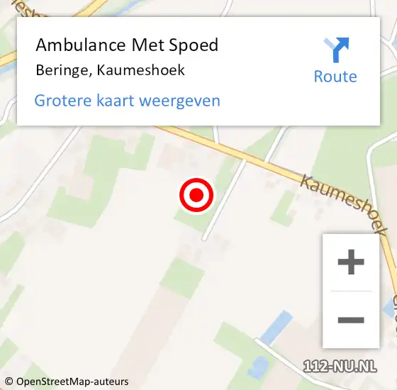 Locatie op kaart van de 112 melding: Ambulance Met Spoed Naar Beringe, Kaumeshoek op 4 mei 2014 19:22