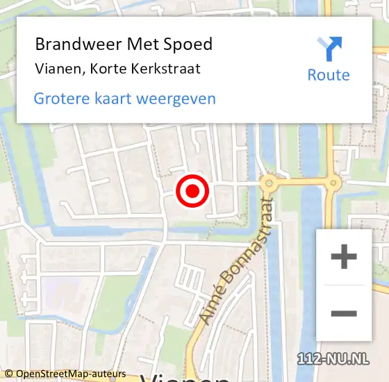 Locatie op kaart van de 112 melding: Brandweer Met Spoed Naar Vianen, Korte Kerkstraat op 4 mei 2014 19:24